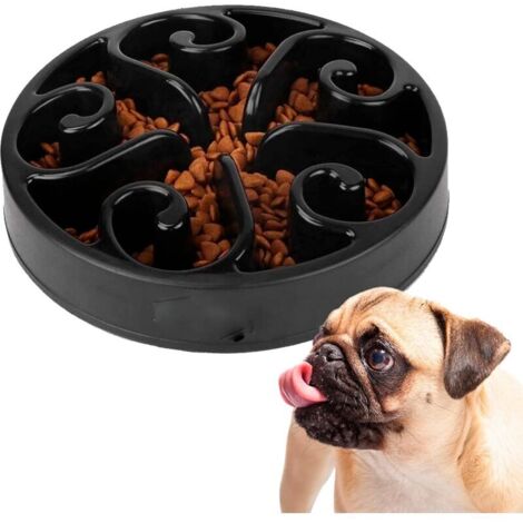 Gamelle Anti Glouton Chat ou Chien, Plateau Interactif pour éviter l'Anxiété, pour Petits Animaux de Compagnie, Moyens et Grands (Noir)
