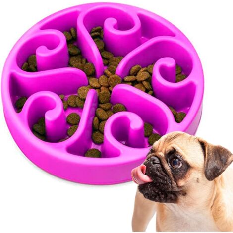 Gamelle Anti Glouton Chat ou Chien, Plateau Interactif pour éviter l'Anxiété, pour Petits Animaux de Compagnie, Moyens et Grands (Violet)