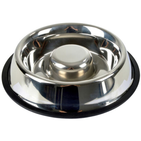 Gamelle Anti-Glouton Chien & Chat "Inox" 30cm Argent