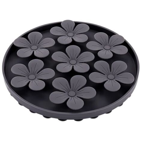 Gamelle Anti Glouton Chien,Slow Feeder pour Animaux Chat/Chien en Silicone Caoutchouc Doux Mignon en Forme de Fleur,gris