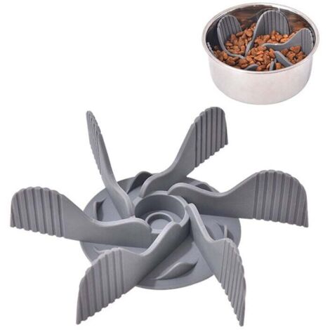 Gamelle Anti Glouton pour Chien Insérer, Gamelle D‘Alimentation Lente pour Chiens Accessoires Favorise Une Alimentation Saine et Digestion Iente pour Chien Chat avec 19 Base Ventouses (Style B),gris，