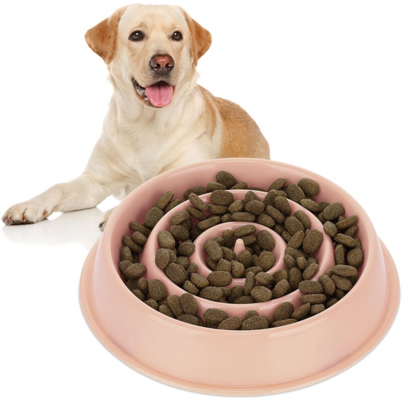 Gamelle anti-glouton, lot de 2, repas pour chiens, 400 ml, digestion lente, compatible avec lave-vaisselle, rose