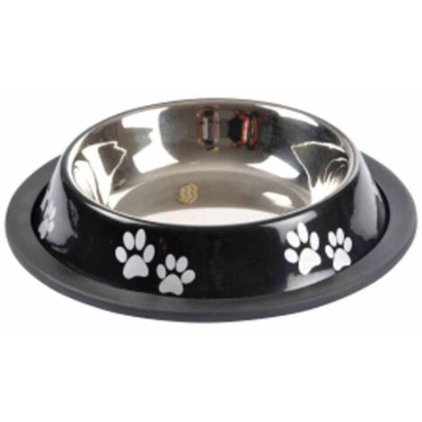 Gamelle Antidérapante Chien & Chat "Pattes" 15cm Noir