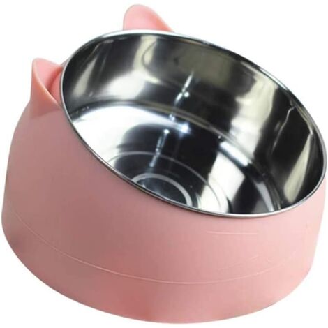 Gamelle Chat 1L Bol pour Animaux en Acier Inoxydable Base Antidérapante Anti-débordôment Tapis en Caoutchouc Grand Bol Chien Rose Clair-Fei Yu