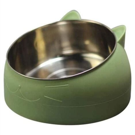 Gamelle Chat Bol pour Animaux en Acier Inoxydable Base Antidérapante Anti-débordement Tapis en Caoutchouc Grand Bol Chien Vert