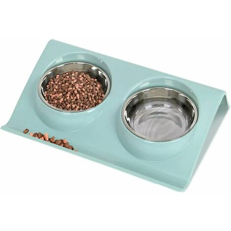Gamelle Chat Chien, Bol pour Animaux de Compagnie Set, Bol pour Chat Chien Portatif, Gamelles de Base Chat Bowl, avec Double Inoxydable Bols