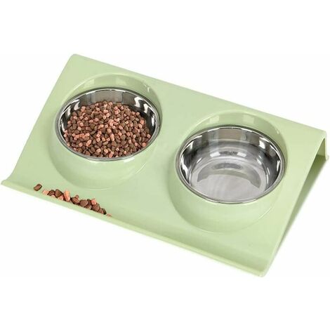Gamelle Chat Chien, Bol pour Animaux de Compagnie Set, Bol pour Chat Chien Portatif, Gamelles de Base Chat Bowl, avec Double Inoxydable Bols