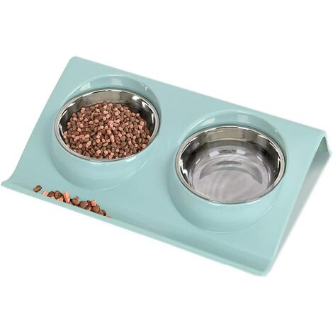 Gamelle Chat Chien, Bol pour Animaux de Compagnie Set, Bol pour Chat Chien Portatif, Gamelles de Base Chat Bowl, avec Double Inoxydable Bols