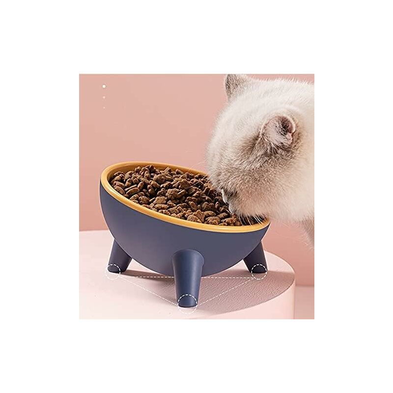 Hklffja - Gamelle Chat Chien en Résine Gamelle Chat Surélevée et Inclinée Gamelle Base Triangle Anti-Renversement Bol de Nourriture Mignon Gamelle de