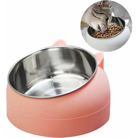 Gamelle Chat, Gamelle pour Chat Chien, Gamelle Chat Inclinée, Tapis Chat Gamelle, Bol Chat, Gamelle INOX Chien, Gamelle Chien Surelevee, pour Chats Chiens et Autres Animaux de Compagnie (Rose) HA