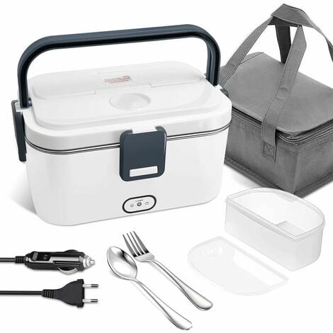 Lunch Box Chauffante Electrique 60W,Gamelle Chauffante 3 en 1, Boîte Repas  Chauffante Rapide Portable,1.8 L,12V/24V/220V,avec Sac Isotherme Repas et  Couverts : : Cuisine et Maison