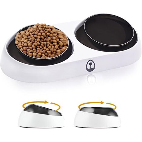 Gamelle Chien Chat, Bol pour Animaux de Compagnie Antidérapant, Gamelle Amovible pour Chats et Chiens, Support Surélevé Incliné 15°, pour Chats Chiots Petits Chiens-Fei Yu