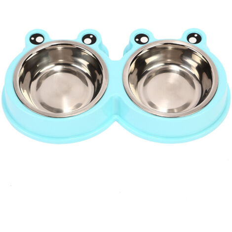 Gamelle Chien et Chat Bol en Acier Inoxydable Antidérapante Bol pour Animaux de Compagnie Bol de Nourriture (27x14.5x4CM)-Ensoleillé