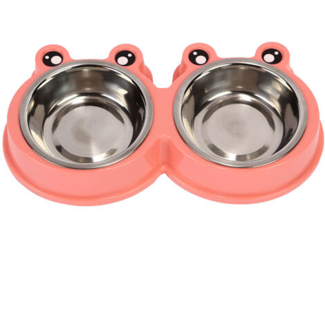 Gamelle Chien et Chat Bol en Acier Inoxydable Antidérapante Bol pour Animaux de Compagnie Bol de Nourriture (27x14.5x4CM)-Ensoleillé