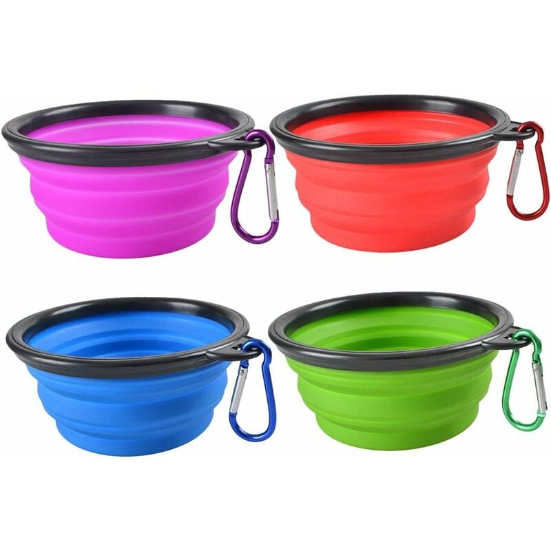 Triomphe - Gamelle Chien, Lot de 4 Gamelles Pliables pour Chien en SiliCône avec Mousqueton, Chien Bol Portable à Eau ou Alimentaire pour Petite à