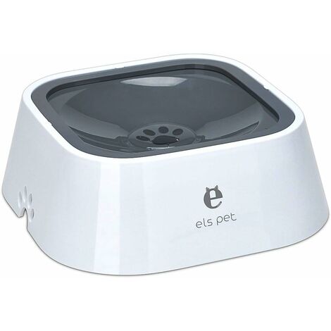 Gamelle d'eau flottante pour animal domestique, 1,5 L, distributeur d'eau lente sans déversement, anti-débordement, anti-étouffement, bol d'alimentation automatique pour chien, chat, chiot (gris)