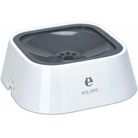 Gamelle d'eau flottante pour animal domestique, 1,5 L, distributeur d'eau lente sans déversement, anti-débordement, anti-étouffement, bol d'alimentation automatique pour chien, chat, chiot (gris)