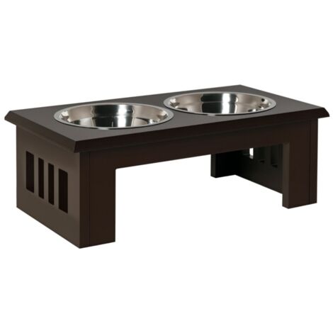 Gamelle Double Antidérapante pour Chien, 2 x 2L, Support Repas Gris 58,4 x 30,5 x 25,4 cm - Station d'Alimentation Stable et Pratique