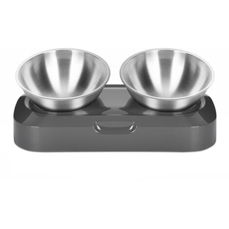 Gamelle double paroi en acier inoxydable pour chats et chiens, rebord de 5.11inch, adaptée pour nourrir chats et chiens, antidérapante et anti-déversement.