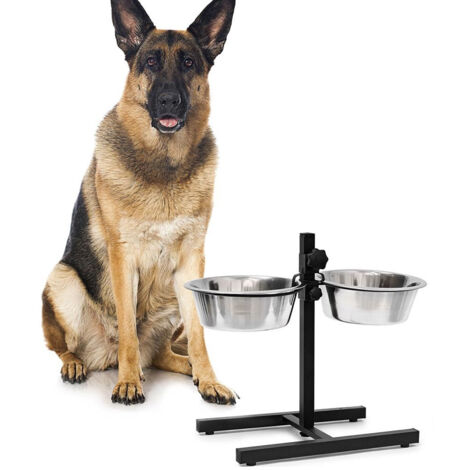 Gamelle Double Pour Chien Avec Support Réglable 2 Gamelles En Acier Structure Métallique