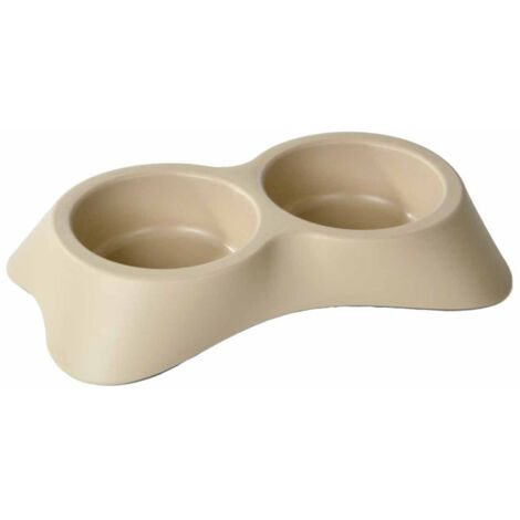 Gamelle Double pour Chien & Chat "Mocaccino" 500ml Taupe
