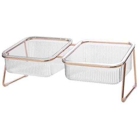 Gamelle double transparente pour chat, haute et facile à utiliser pour boire et manger.