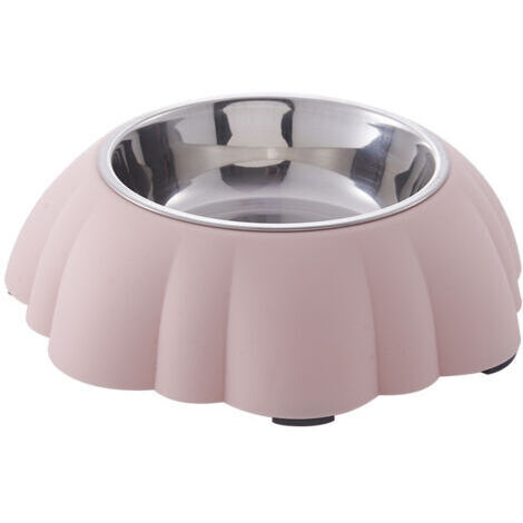 Gamelle en acier inoxydable en forme de citrouille pour chien et chat avec design anti-renversement pour nourriture et eau pour animaux de compagnie de petite taille 21,5 x 6,5 cm (rose)