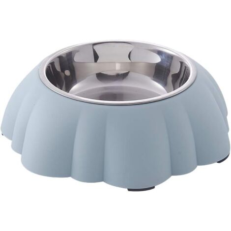 Gamelle en acier inoxydable en forme de citrouille pour chien et chat avec design anti-renversement pour nourriture et eau pour petits chiens et chats 21,5 x 6,5 cm (Bleu)-Ensoleillé