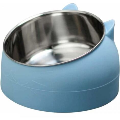 Gamelle en acier inoxydable pour chat - Gamelle à eau pour chat - Multifonction - Pour nourriture et eau - Bleu, 200ML