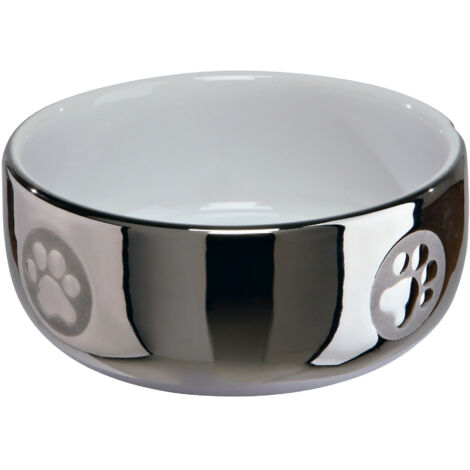 Gamelle, en céramique 0,3 L/ø 11 cm, argent/blanc