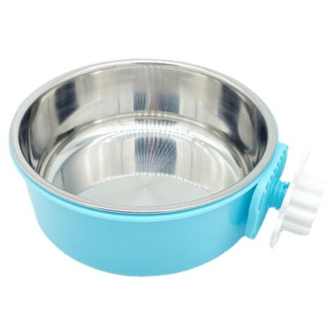 Gamelle et écuelle pour chien　Caisse Chien Bol Amovible en Acier Inoxydable Gamelle à Suspendre pour Animal Domestique Cage Petit Bol d'eau Feeder Nourriture pour Chiens Chats Lapins（bleu）