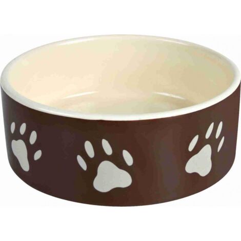 Gamelle, motif pattes, en céramique 1,4 L/ø 20 cm, brun/taupe