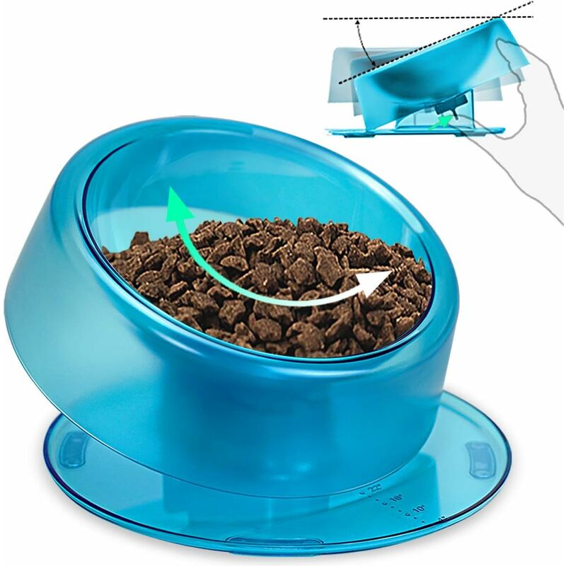 Hklffja - Gamelle Plastique Chat Chien 420ml,0-22 ° Gamelle Chat Surélevée et Inclinée,Bol Chat Anti Vomissement Anti Derapante,Bol Chat