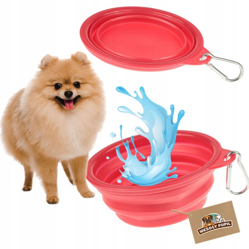 Gamelle pliable en SILICONE pour chien avec mousqueton 350 ml