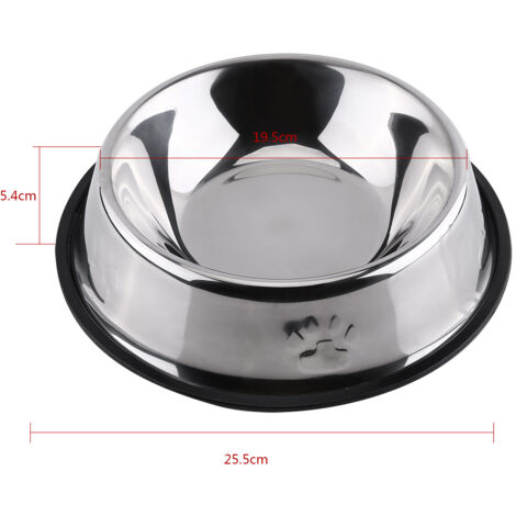 Gamelle pour animaux de compagnie en acier inoxydable avec motif empreinte de patte, distributeur de nourriture pour chiens et chats (25,5 cm)