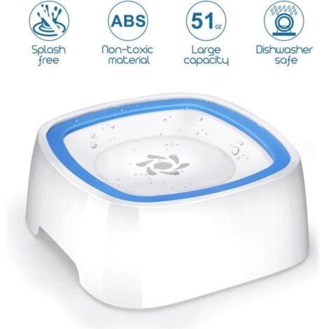 Gamelle pour Animaux de Compagnie - QIILU - 1,5L - Anti-Poussière - Design Anti-Débordement - Bleu