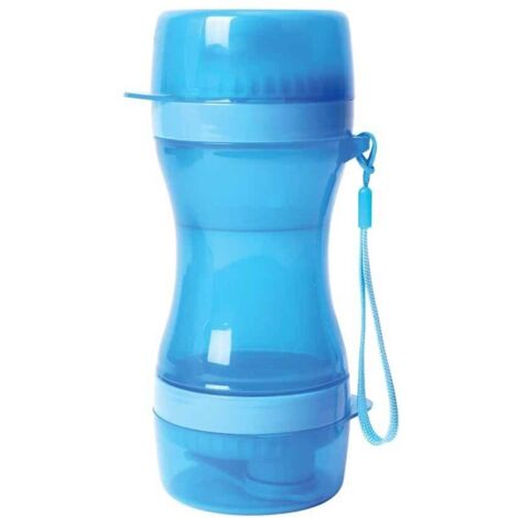 Gamelle pour Chat, Bol, Eau, gourde2 en 1 Eau croquettes pour Chien et Chat 610 ML Bleu - Portable et légère - Facilement transportable pour Les Voyages et Les randonnée