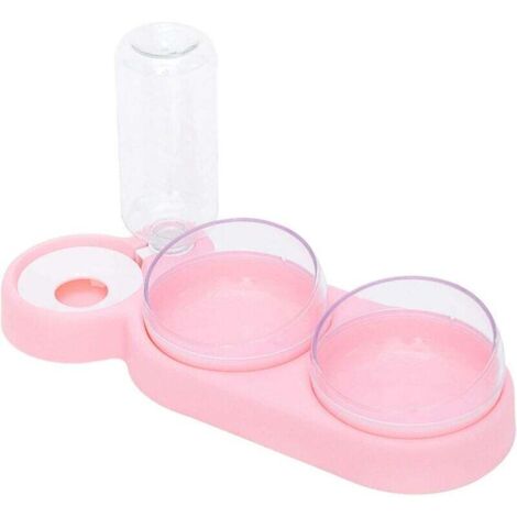 Gamelle pour chat double surélevée, inclinaison à 15 °, gamelle anti-vomissements pour chat 3 en 1 avec fonction de stockage automatique de l'eau, adaptée aux chats et aux chiots