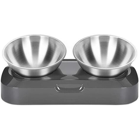 Gamelle pour Chat et Chien en Acier Inoxydable - Oricean - Bol Double 400ml - Angle Réglable - Antidérapant