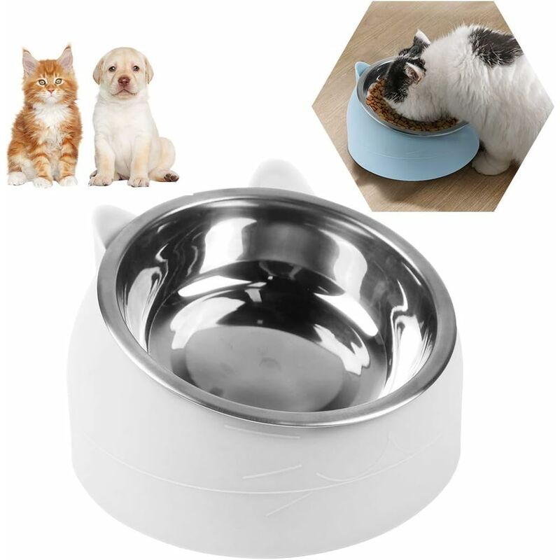 Gamelle pour Chat, Gamelle Chat Inclinée, Gamelle Chat Plateforme inclinée à 15°, Gamelle Petit Chien, Gamelle Chien Chat Antidérapante, Gamelle Chat