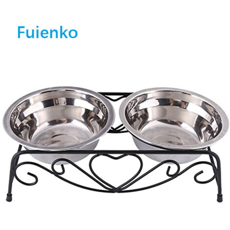 Gamelle pour Chien 4 Hauteurs RéGlables pour Petits Chien Chat de Compagnie Moyens et Grands Noir