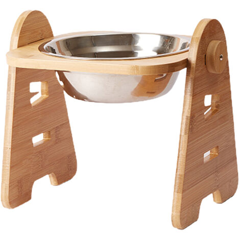 Gamelle pour chien avec protection diagonale en bambou, cadre en bambou, gamelle simple.