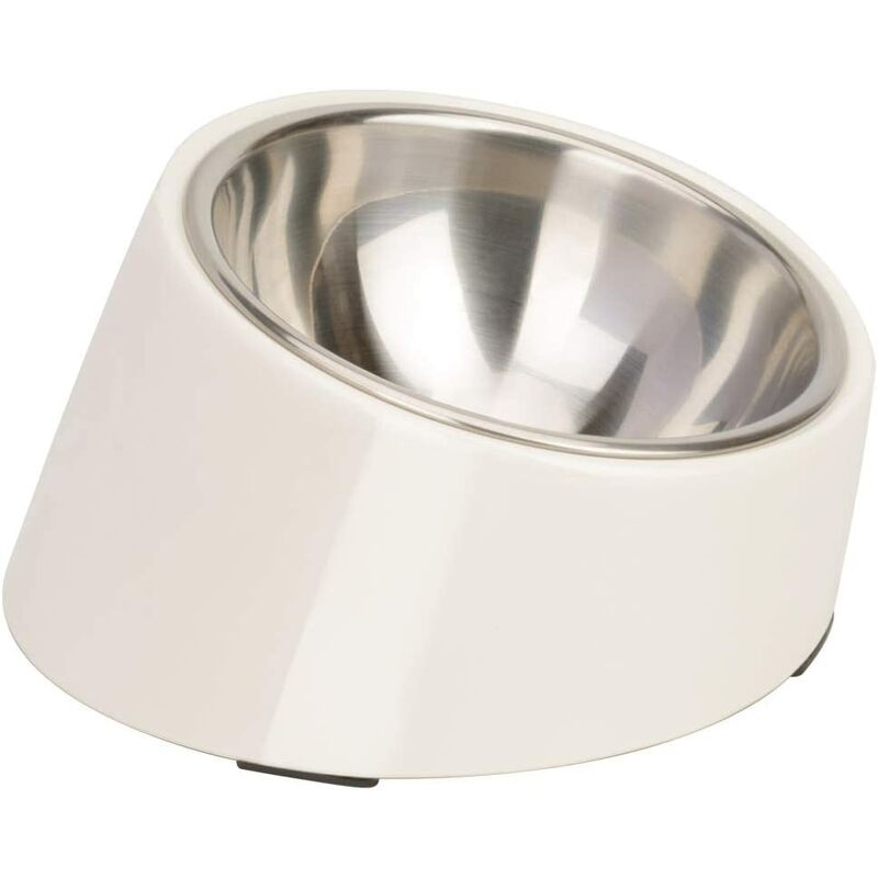Gamelle pour Chien Chat, Bol Inclinée Antidérapante Moderne Elégante Support Mélamine avec Gamlle INOX Amovible Solide Robuste