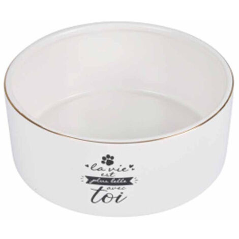 Gamelle pour Chien & Chat "La belle Vie" 16cm Blanc