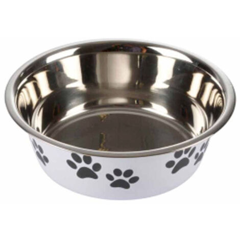 Gamelle pour Chien & Chat "Motifs Pattes" 21cm Blanc