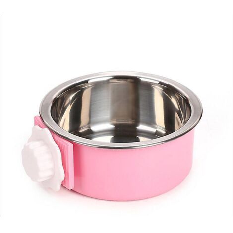 Gamelle pour chien en cage, gamelle suspendue amovible en acier inoxydable pour nourriture et eau, gamelle pour cage d'animal de compagnie avec