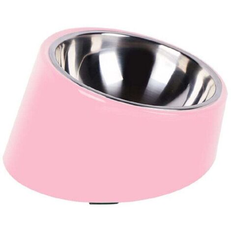 Gamelle pour chien et chat, gamelle inclinée antidérapante, moderne et élégante, support en mélamine avec acier inoxydable massif amovible