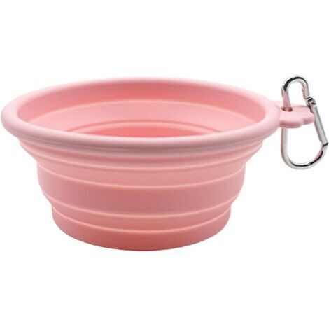Gamelle pour chien - Gamelle pour animal domestique - Design pliable en silicone - Anti-fuite - Construction légère - Utilisation en plein air, plage, parc, camping, 12,7 cm,  rose