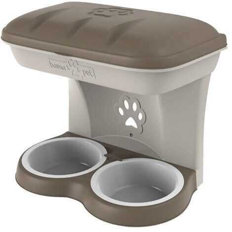 Gamelle pour chiens murale - 50 x 29 cm - Taupe - Livraison gratuite