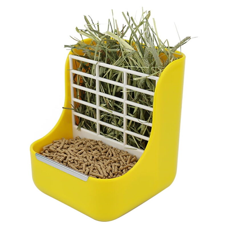 Feiyue - Gamelle pour lapin, gamelle pour cochon d'Inde, distributeur automatique de nourriture suspendu 2 en 1 pour petits animaux, mangeoire à foin